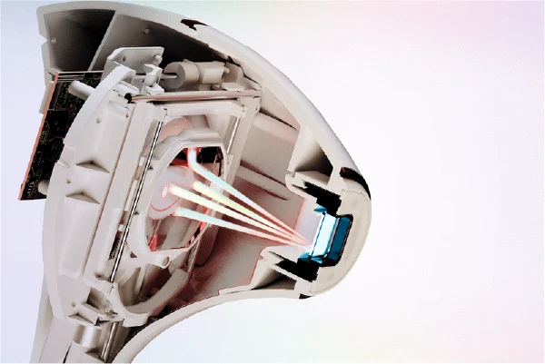 Epilaser cross section showing multidirectional targeting